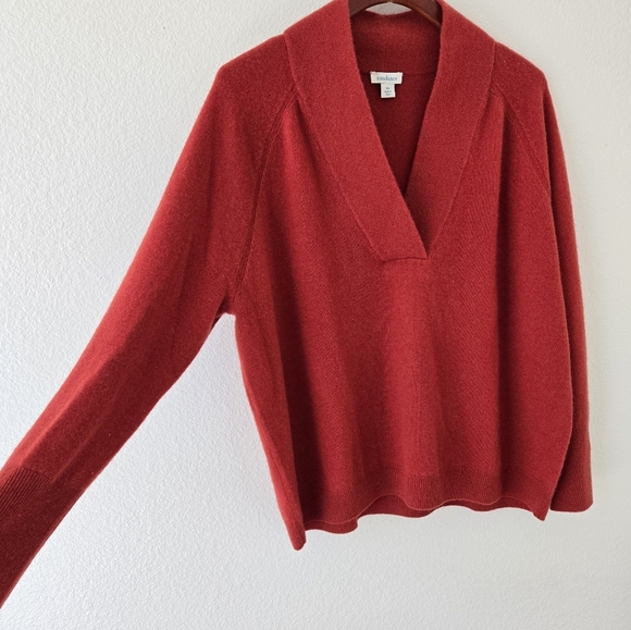 Sundance  Zadie 100% Cashmere Sweater V Neck Burnet Orange Color Size XL - Picture 7 of 14